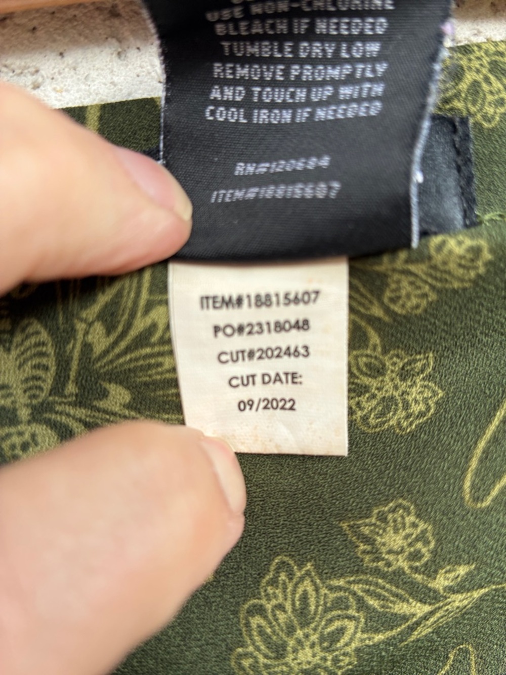 Thorn & Fable Olive Green Asymmetrical Skirt with winged skeletons & flowers - Picture 8 of 8
